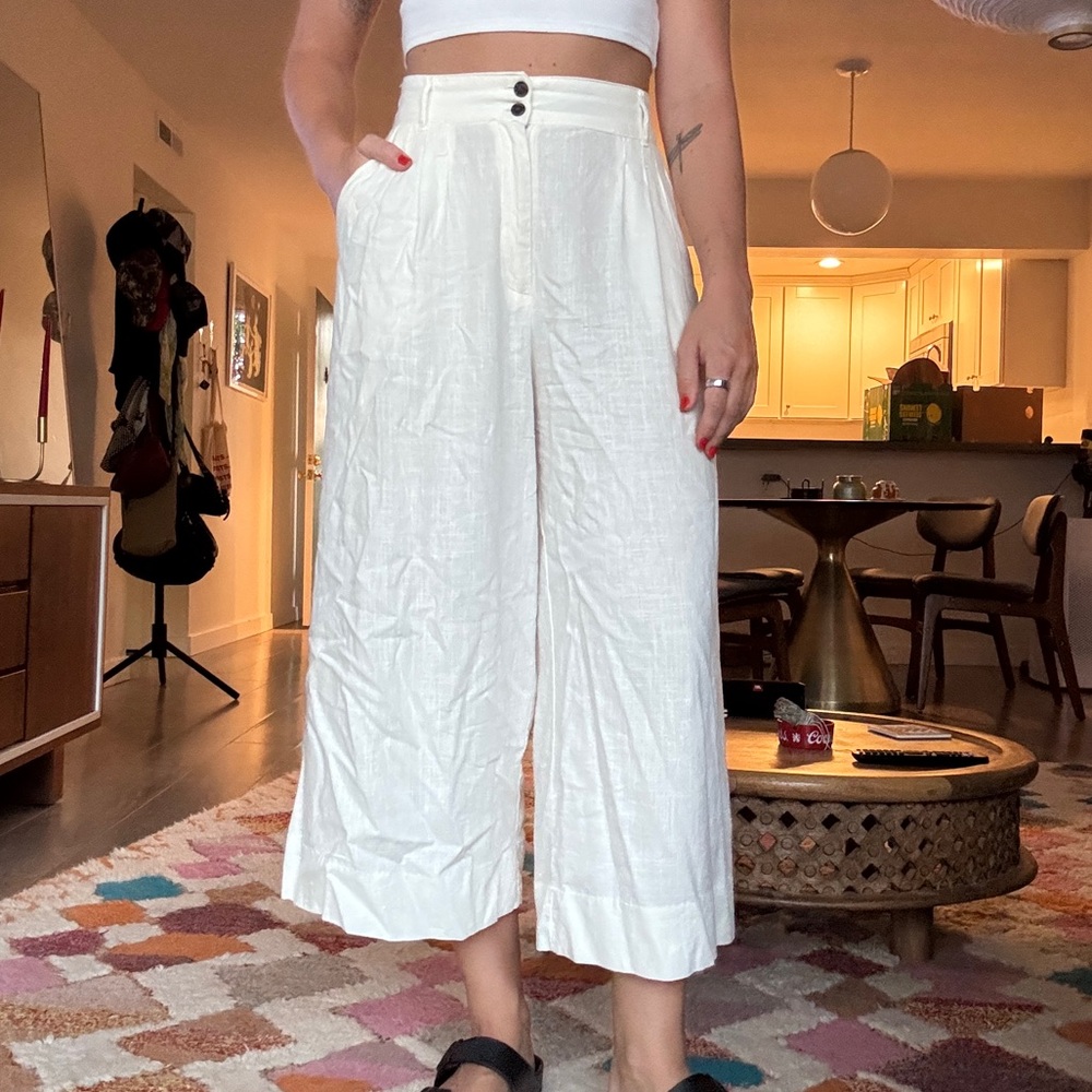 H&M Cream Wide-Leg Pants